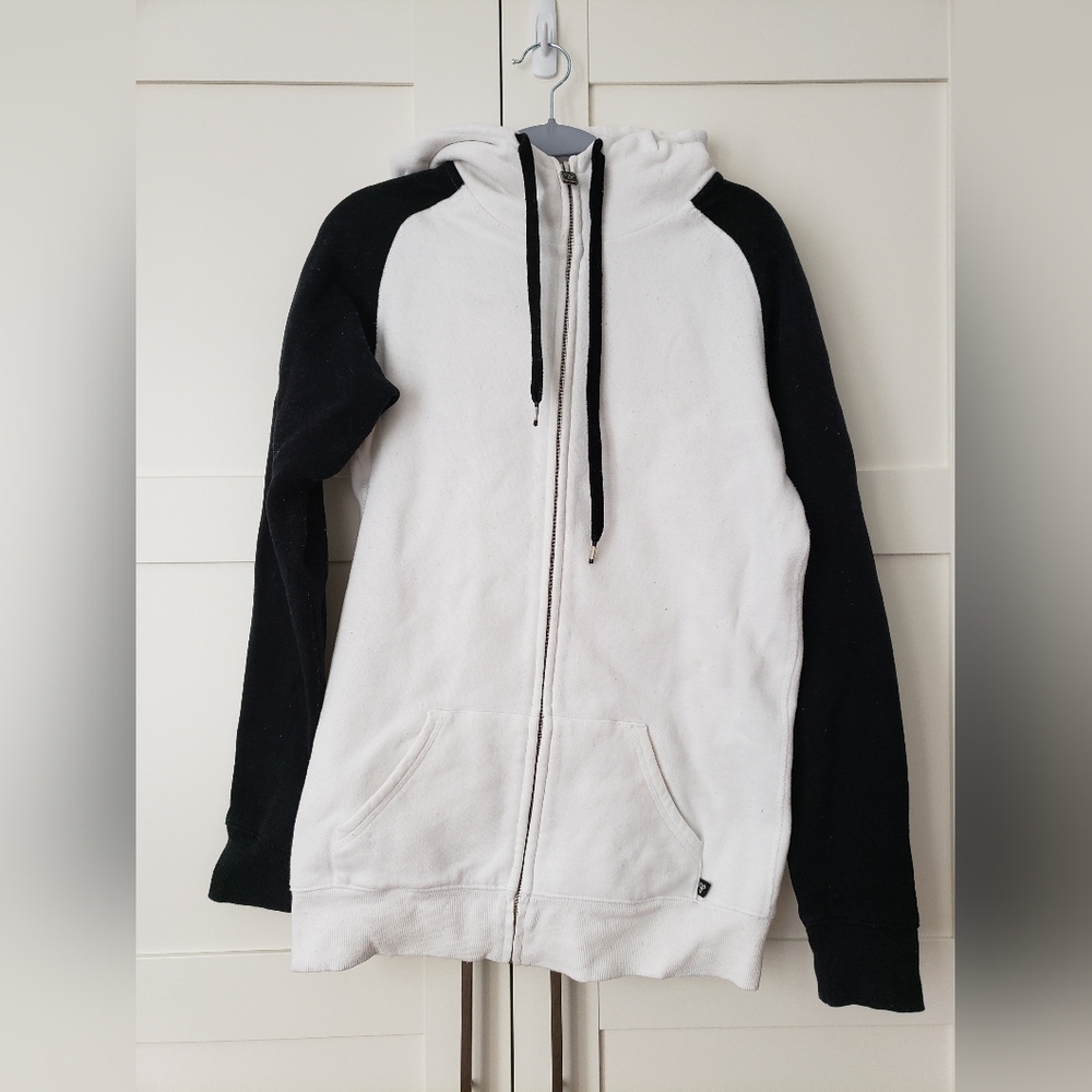 Aritzia TNA black and white long zip hoodie